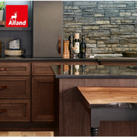 Armoires de cuisine sur mesure Allandcabinet, style moderne, finition laquée mate, panneaux plats en MDF, avec armoires ouvertes
