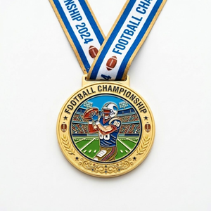 Médailles personnalisées en alliage de zinc pour le football américain, avec ruban, en émail souple, pour les récompenses de Gridiron <span class=keywords><strong>Calcio</strong></span> - Product Image 1