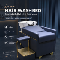Fauteuil de lavage professionnel de luxe moderne et durable avec bac en céramique, confortable et semi-inclinable, pour salon de coiffure