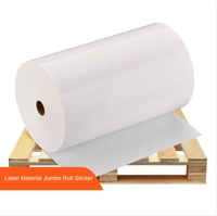 Matériau d'étiquette Jumbo Glossy PP PET PE Papier auto-adhésif Étiquettes synthétiques semi-brillantes Autocollant de matière première en stock Rouleaux Jumbo