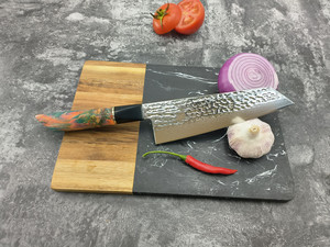 <span class=keywords><strong>Couteau</strong></span> de chef de cuisine en acier <span class=keywords><strong>Damas</strong></span> VG10 de 8 pouces avec manche en résine à couche dorée - Product Image 3