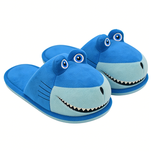 Pantuflas de tiburón personalizadas para niños, pantuflas de tiburón azul para casa, pantuflas de tiburón de peluche, zapatos de interior con diseño de animales para niños - Product Image 5