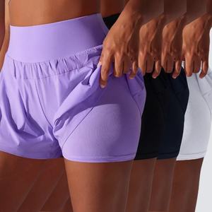 Pantalones Cortos de Yoga y Tenis para Mujer, Tallas Grandes, Efecto Hielo, Sólidos, de Alta Elasticidad, Estiramiento en Cuatro Direcciones, Anti-Reflejantes, Tipo Jogger, Ropa Deportiva - Product Image 1