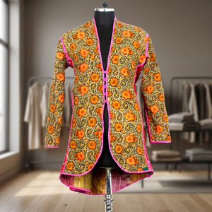 Sari Kantha de algodón Vintage indio antiguo, Kimono hecho a mano - Product Image 3