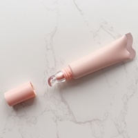 Tube de Brillant à Lèvres Tête de Cristal, Luxe, Rose Nude, Emballage Tube Souple pour Baumes à Lèvres et Cosmétiques, Personnalisation
