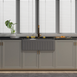 Évier <span class=keywords><strong>de</strong></span> cuisine en céramique blanc <span class=keywords><strong>de</strong></span> 33 pouces, fait main, style ferme, à face frontale en argile réfractaire, à cuve unique, avec surface polie - Product Image 5