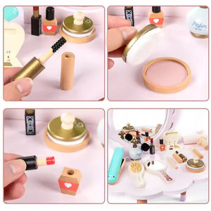 Fille en bois jouer semblant jouer enfants <span class=keywords><strong>jeu</strong></span> d'<span class=keywords><strong>habillage</strong></span> en bois Kit de <span class=keywords><strong>maquillage</strong></span> rôle sac de rangement jolies filles <span class=keywords><strong>maquillage</strong></span> jouets - Product Image 5