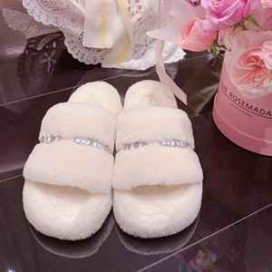 Chaussons d'intérieur en fourrure moelleuse à bout ouvert en véritable <span class=keywords><strong>peau</strong></span> de <span class=keywords><strong>mouton</strong></span>, <span class=keywords><strong>pantoufles</strong></span> de luxe en fourrure pour femmes - Product Image 2