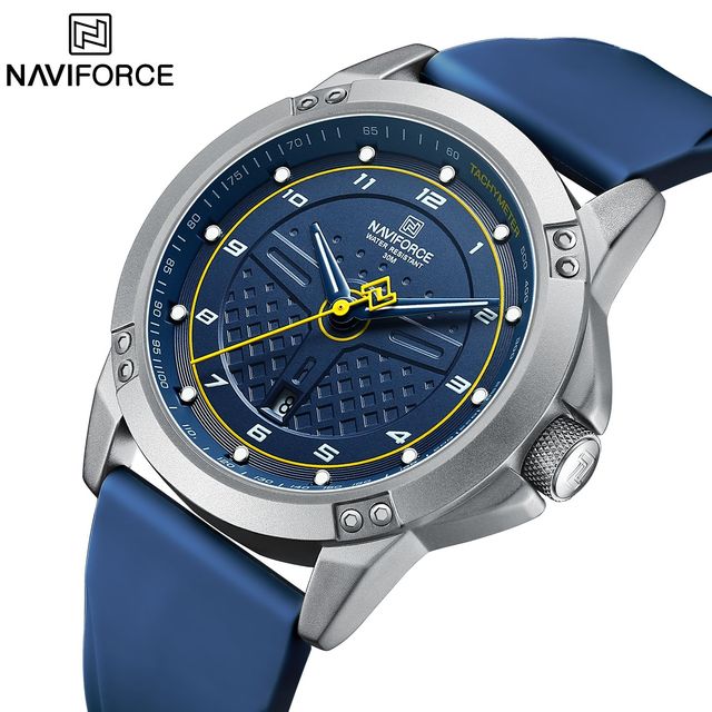 NAVIFORCE Watch 8031 Blue Silicone Quartz Watches for Men Waterproof Luminous Wristwatches Mens Luxury Date Clock Relojes Hombre