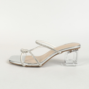 2025 Summer New Elegant Strap Square Toe Chunky Heel Sandals Women's Southeast Asian Style Party Sandals - Product Image 6