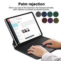 Étui clavier sans fil pliable en cuir PU Laudtec pour tablette Tab S9+ 12,4 pouces, rétroéclairage 7-RGB, protection intégrale, magnétique