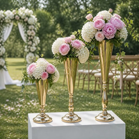Großhandel Gold Silber Eisen Trompetenvasen für Hochzeitstisch-Dekoration Event Party Heim-Dekor