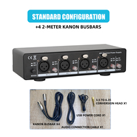 Alimentation Phantom 48V à 4 canaux avec double sortie mixte pour microphones et câble audio 3,5 mm pour l'enregistrement musical