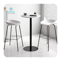 Table de bar personnalisée en acrylique massif blanc, antibactérienne et écologique, pour restaurant, café, club, fête, surface carrée