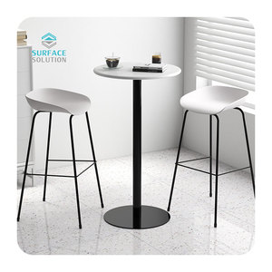 Tùy Chỉnh Nhà Hàng Cafe Cocktail Bàn Cà Phê Vuông Vòng Acrylic Rắn Bề Mặt Bảng Top Trắng Cao Top <span class=keywords><strong>Bar</strong></span> Bảng - Product Image 6