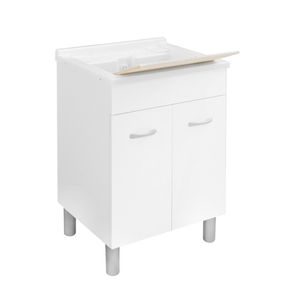 Mueble de Baño con Lavabo y Gabinete de Melamina, 60 cm de Ancho, 50 cm de Profundidad, Acabado Blanco - Product Image 1
