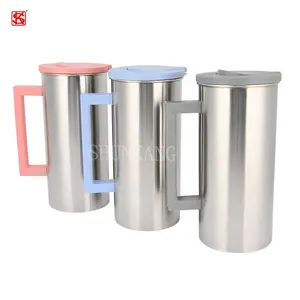 Tetera de agua fría de acero inoxidable, hervidor de agua de cuerpo recto colorido de estilo coreano con mango - Product Image 1