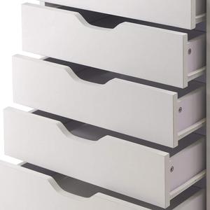 Tủ lưu trữ gỗ rắn màu trắng với 7 ngăn kéo văn phòng ngăn kéo tủ đầu giường với bánh xe đa dụng đồ nội thất bằng gỗ - Product Image 3