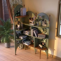 Meuble d'angle modulaire en bois de frêne massif de style rétro français, bibliothèque triangulaire à 4 étagères, meuble de salon antique