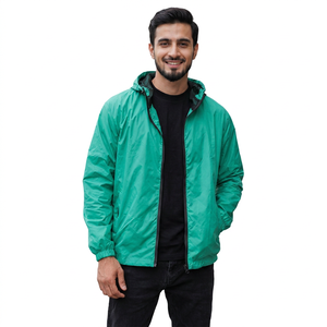 Veste coupe-vent légère pour homme, décontractée, vintage, en toile, col montant, à capuche, fermeture éclair intégrale - Product Image 1