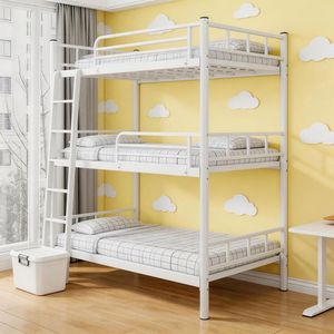Modern Iron 3-Tier Rust-Proof <b>Bunk</b> <b>Bed</b> Frame for Hotels & Dorms-Durable Eco-Friendly <b>Triple</b> Sleeper - Product Image 1