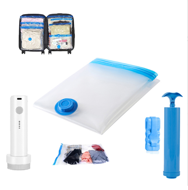 Q-Travel Vacuum Compression Storage Bag, Foldable Dust-proof Vacuum sealed Bag, Transparent Vacuum Storage Bag with Manual Pump