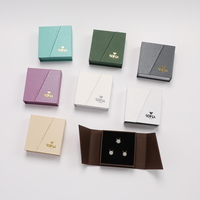 Boîte à bijoux en papier de luxe à double porte avec logo personnalisé, boîte à collier faite à la main, boîtes cadeaux écologiques avec rubans