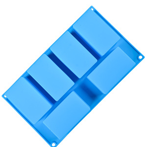 MUYULINS Factory 6-Cavity Rectangular Shape Maker LFGB Platinum Non-Stick BPA-Free Silicone <b>Soap</b> Mold - Product Image 1