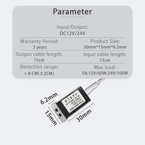 สวิตช์เซ็นเซอร์ประตู DC12V อัจฉริยะ24V 5A/60W ด้วยตนเอง FVD02-A-V1ติดตั้งง่ายสำหรับตู้เสื้อผ้าและตู้ไฟ LED - Product Image 2
