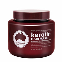Crème de soin capillaire profond à la kératine avec huile de sapin de Sibérie et huile d'arbre à thé, nourrissante, lissante, anti-frisottis, revitalisant profond pour cheveux secs