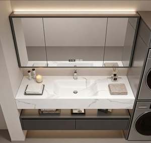 Customized Industrial Style Metal Frame <b>Bathroom</b> Vanity <b>Cabinet</b> Floating Design Black Finish With Ceramic Sink Home Decor - Product Image 4