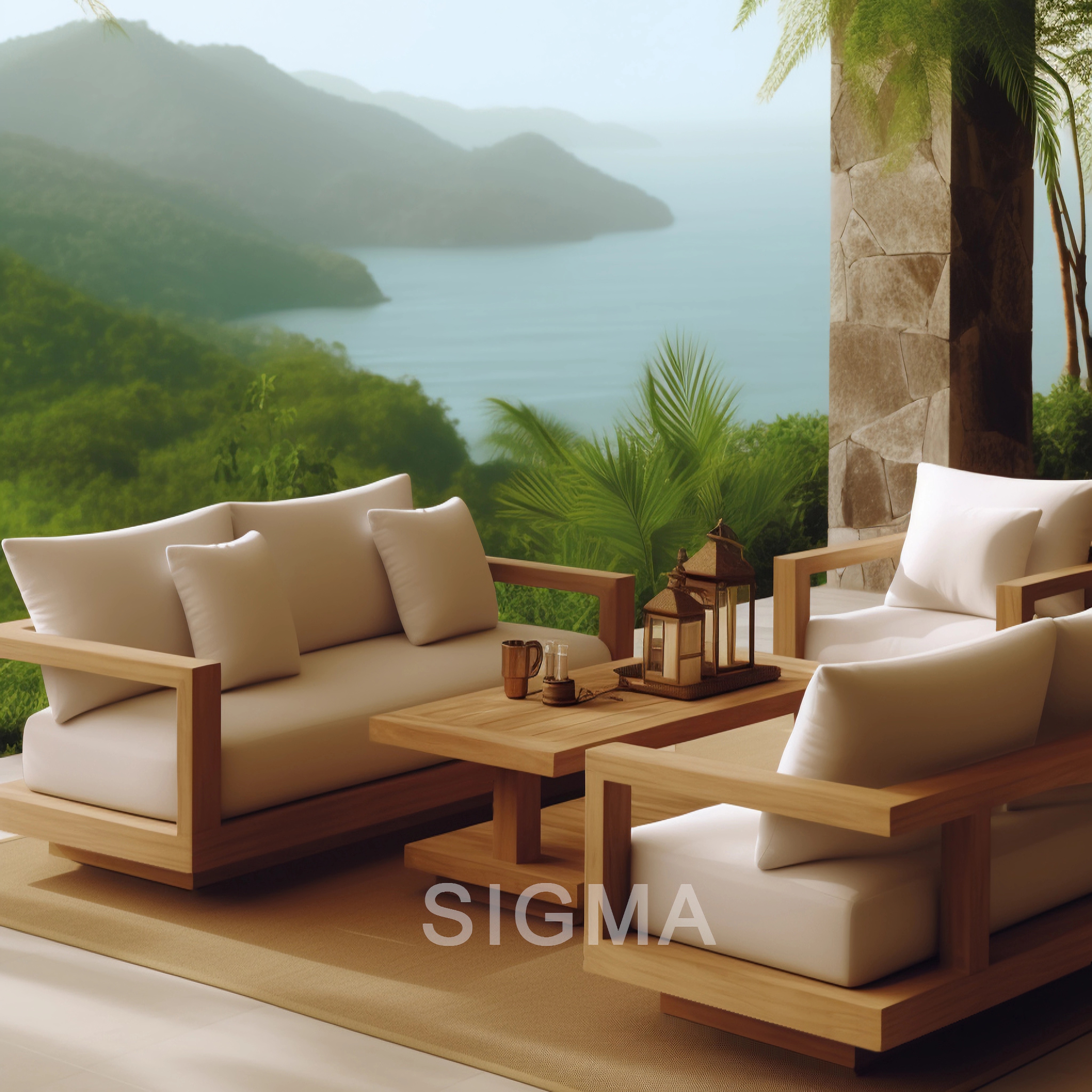 Patio outdoor furniture Modern Weathered teak hotel garden furniture Luxury armchair single sofa