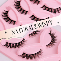 Faux cils souples 3d Cat Eye Wispy Faux Mink Lashes Private Label 5 Pairs D Roll Full Strip Eyelashes