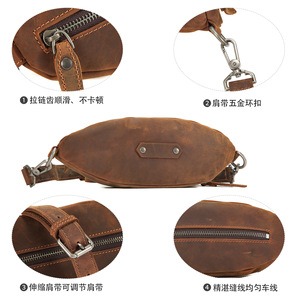 Bolso de Pecho de Cuero Crazy Horse Dujiang, Bolso Cruzado Retro de Piel de Vacuno de Primera Calidad para Hombre, Moderno y Casual para Viajes - Product Image 3