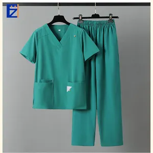 Màu xanh OEM vẻ đẹp nursingets unisex ấm lên Zip setnures người đàn ông đồng phục tẩy tế bào chết bệnh viện