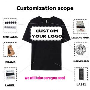 Vente en gros Tee Shirts Hommes Bundle Blanc Sans Ecrit Lot Avion Noir Personne 60 40 Coton Polyester Tshirt T-Shirt Puff Print - Product Image 6