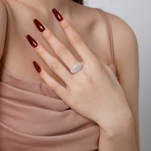 Bague de fiançailles et de mariage Dylam Sparkle Design en argent S925 plaqué rhodium, large, multicouche, avec zircone cubique 5A - Product Image 5