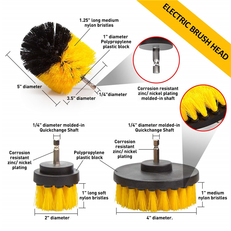 10 Pieces Electric Drill Cleaning Brush Power Scrubber Cleaning Brush Set