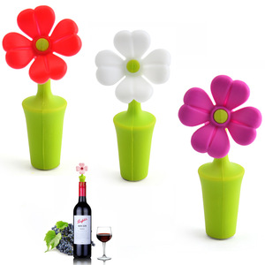 Bouchons de bouteille de vin en silicone en forme de fleur, rouge, rose, blanc, style simple, emballage en vrac - Product Image 4