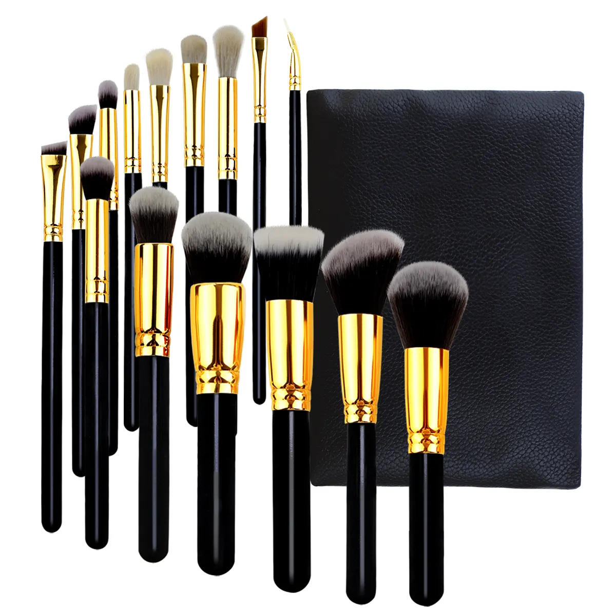 Dropshipping high end luxury private label Professional face makeup brush set handmade gold brushes makeup