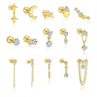 Nagosa prix de gros bijoux en argent sterling 925 or vermeil 18 carats marquise zircon cubique plat noir piercing boucles d'oreilles