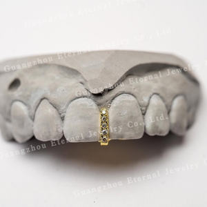 Donne su misura uomo aperto Grillz singolarmente nome simbolo Moissanite diamante S925 argento 10K oro massiccio fino Grillz per denti - Product Image 3