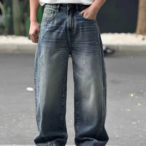 <span class=keywords><strong>Jeans</strong></span> en denim décontractés coupe droite unisexe grande taille style hip-hop streetwear délavé clair pour hommes, qualité supérieure, vente en gros - Product Image 1