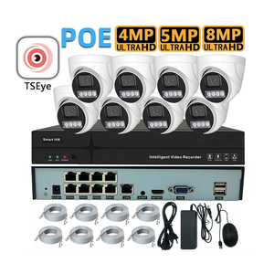 Kit NVR POE 8 canaux 4K TSEye avec vision nocturne couleur infrarouge double lumière, caméra dôme 4MP 5MP 8MP, système de surveillance audio et détection humaine - Product Image 1