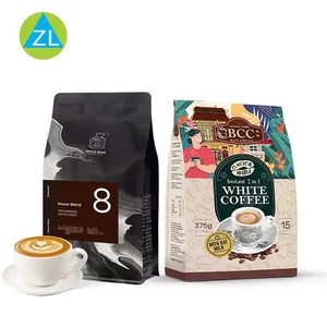 东莞工厂定制数码印刷2lb 5lb平底可重复使用拉链咖啡包装袋带阀豆粉