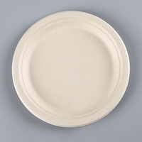 Assiettes jetables en bagasse de canne à sucre sans PFAS, compostables, résistantes au micro-ondes, au lave-vaisselle et à l'eau, pour la restauration, les plats à emporter et les mariages