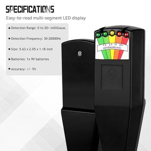 Cầm tay LED EMF từ trường ma <span class=keywords><strong>Detector</strong></span> Đen 50Hz-20,000Hz điện từ huyền bí thiết bị 1 năm Thiết bị kiểm tra - Product Image 2