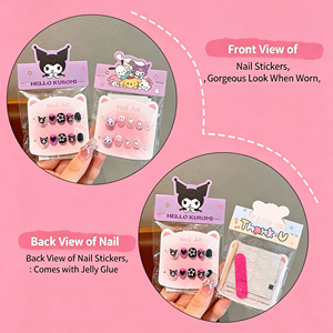 Ongles autocollants pour enfants, mignons et amovibles, pour filles, réutilisables, coffret cadeau - Product Image 5