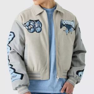 الشركة المصنعة ، سترات البيسبول الرجالية المصنوعة من الصوفي غير الرسمية المرقعة - Product Image 1