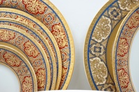 Nouvelle vaisselle en porcelaine de Chine d'Ouzbékistan, vaisselle de luxe en porcelaine, style vintage, dorée en relief